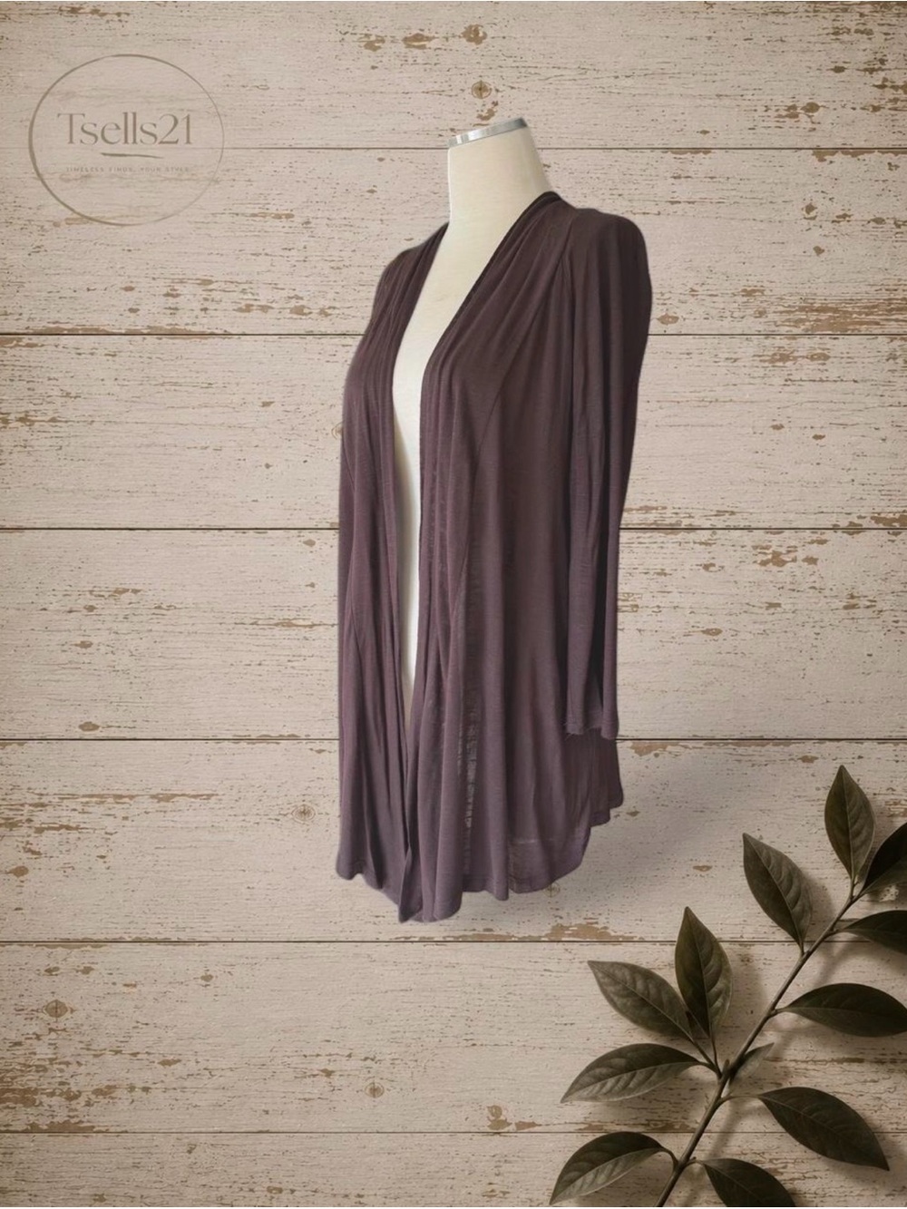 ABstudio Vintage Y2K Made in the USA Brown Draped Open-Front Cardigan